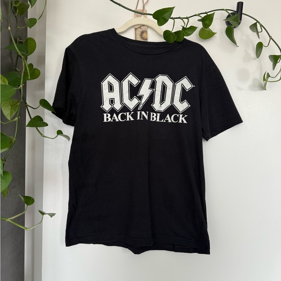 AC/DC Black Cotton Tee with White Logo 100% Cotton - Picture 3 of 5